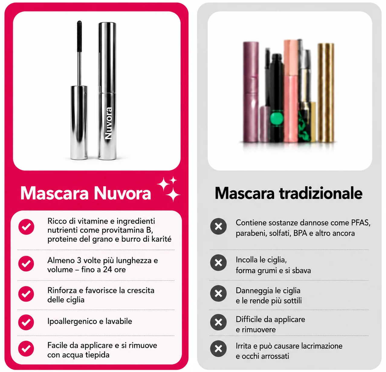 Nuvora - Mascara allungante e nutriente